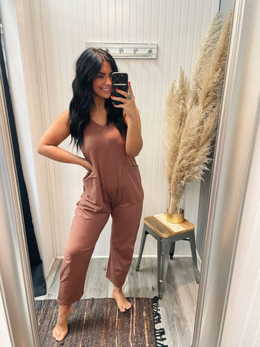 Around The Town Jumpsuit ~ Mocha