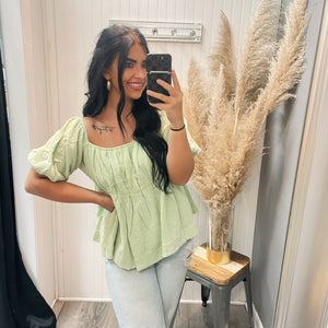 Brunch Babe Top ~ Sage