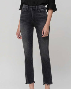 Delta Dawn High Rise Cropped Raw Straight Jeans