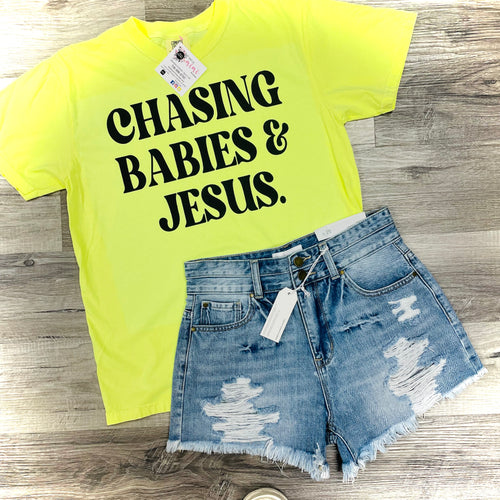 Chasing Babies and Jesus Comfort Colors Tee