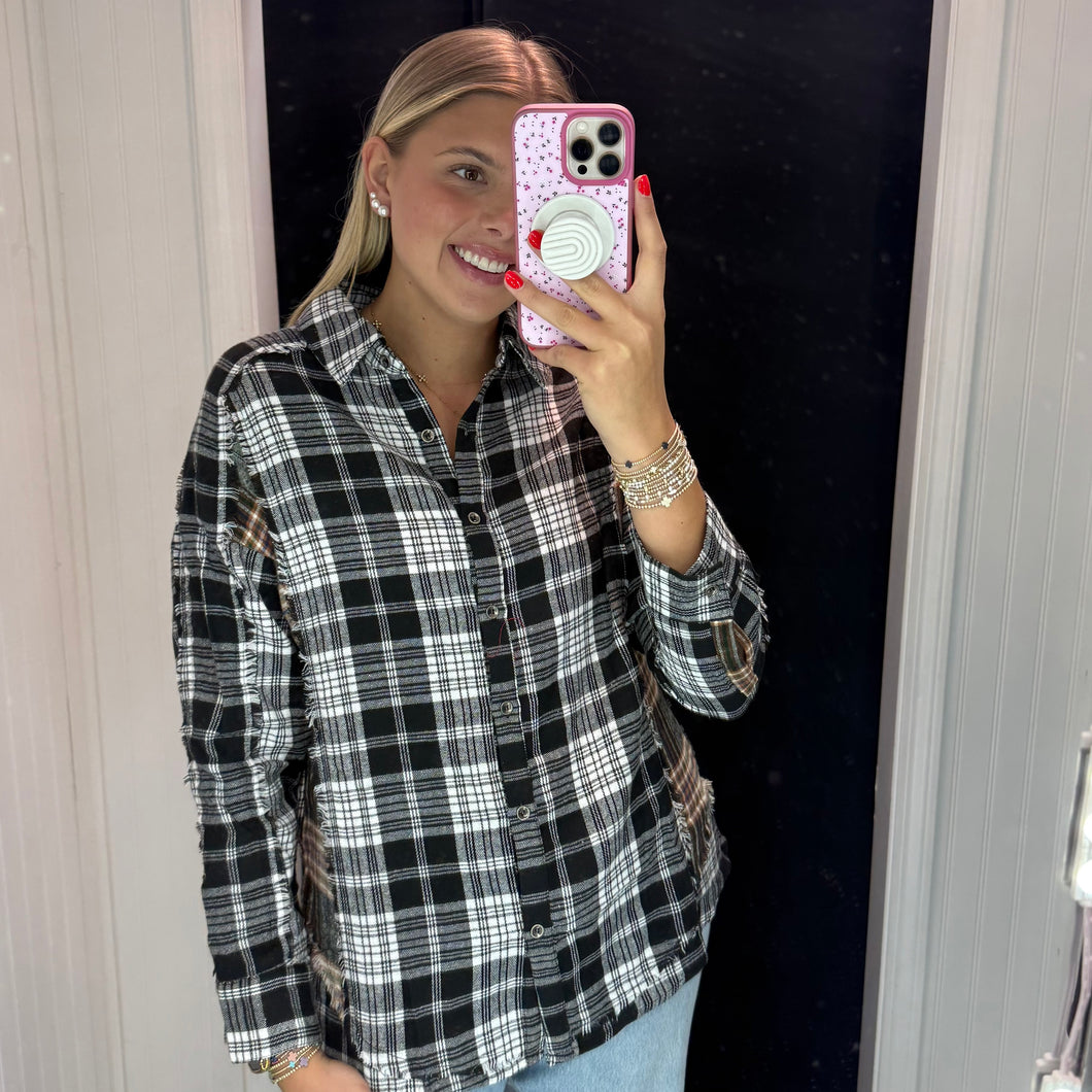Casual Cutie Plaid Top ~ Black