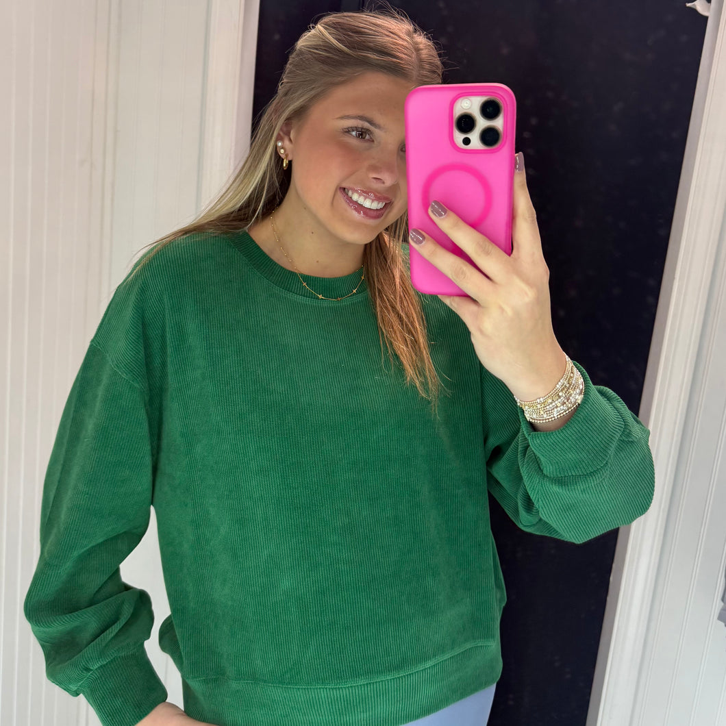 Beautiful Things Corduroy Sweater Top - Evergreen