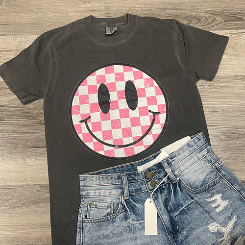Pink Checkered Smiley CC Tee