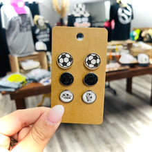 Load image into Gallery viewer, Sports Button Earring Set