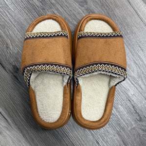 Faux Fur & Suede Slippers - Brown
