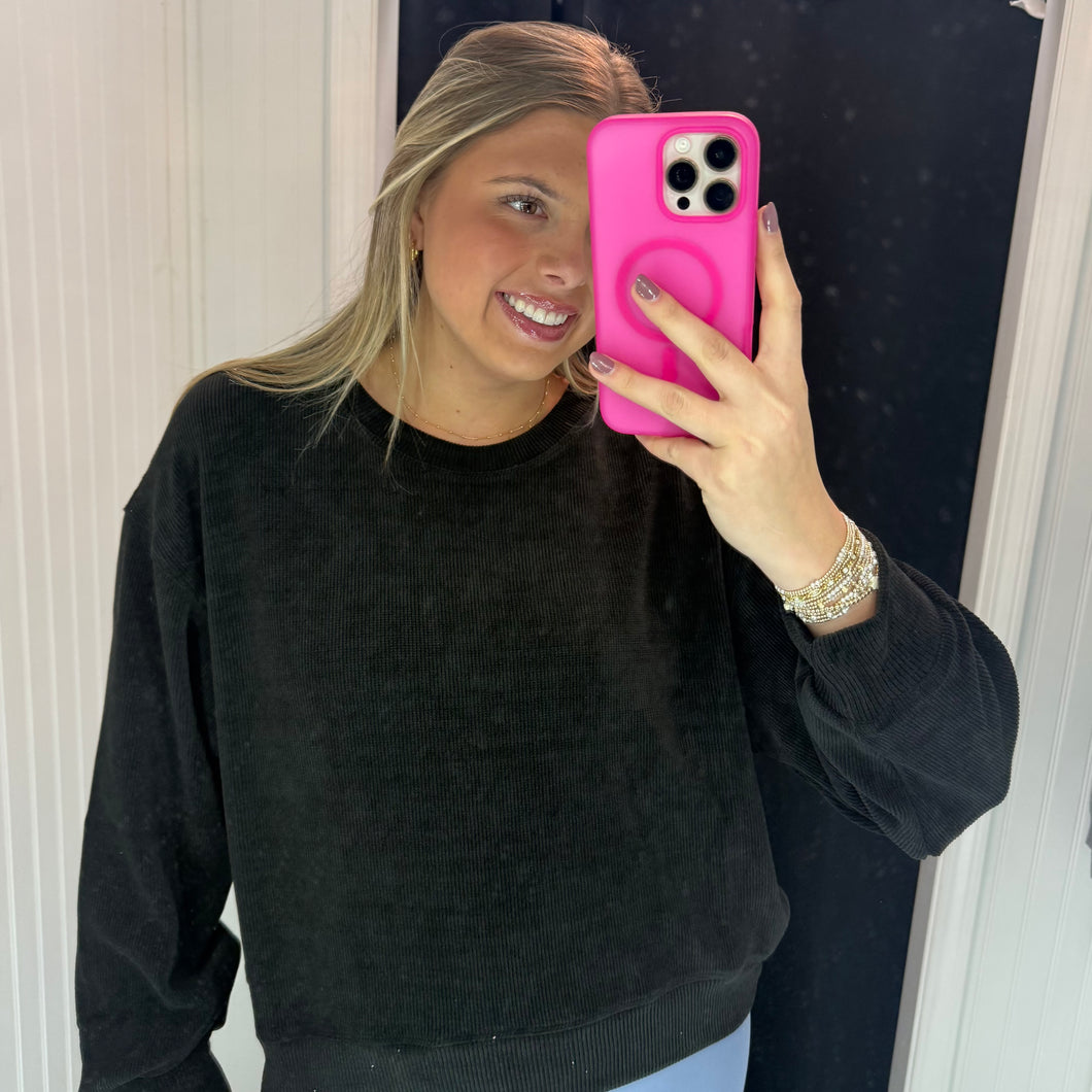 Beautiful Things Corduroy Sweater Top - Black