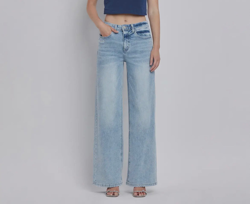 Glacier Tides High Rise Super Wide Leg Jeans