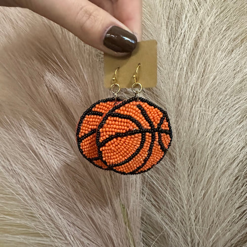 Beaded Basketball Earrings