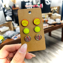 Load image into Gallery viewer, Sports Button Earring Set