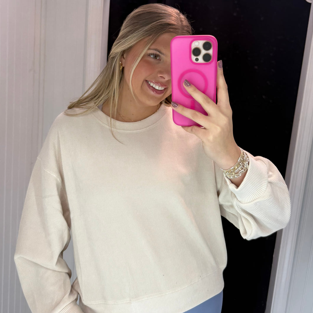 Beautiful Things Corduroy Sweater Top - Oatmeal