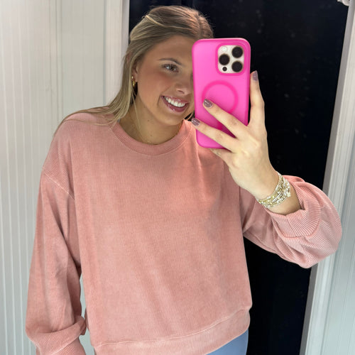 Beautiful Things Corduroy Sweater Top - BubbleGum