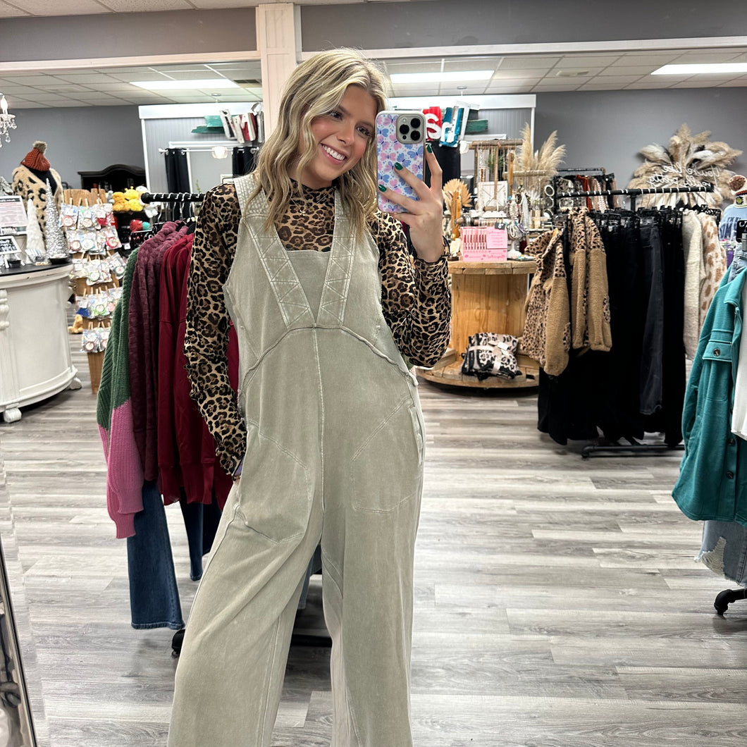 Simply Charmed Jumpsuit- Taupe