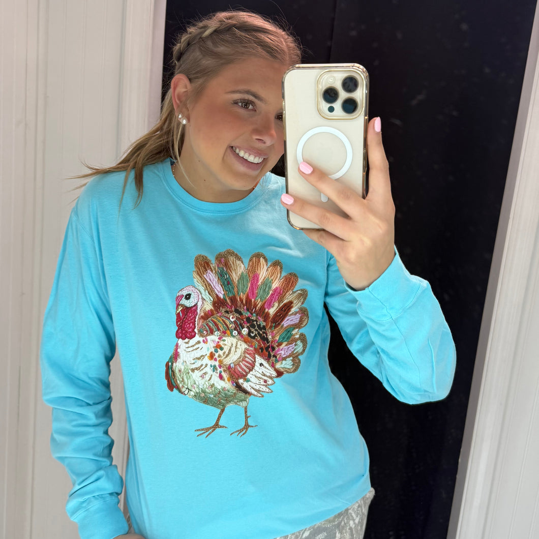 Teal Turkey Long Sleeve