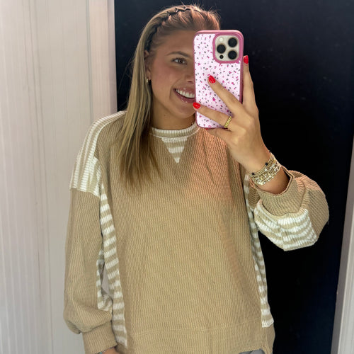 A Lot More Free Stripe Block Hem top