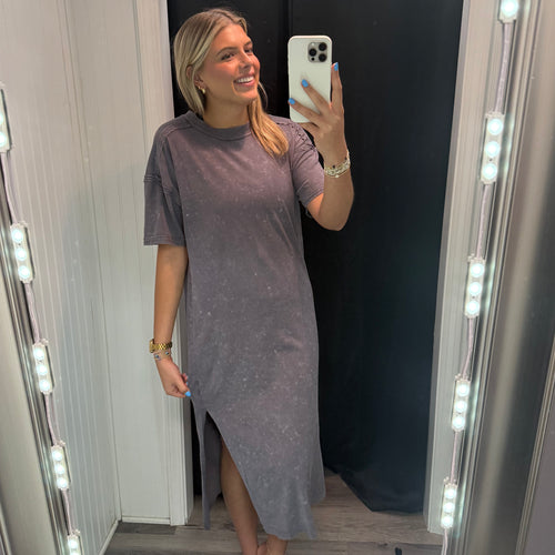 T-shirt Midi Dress- Charcoal *Regular & Curvy