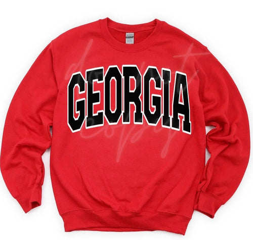 Red Block Letter Georgia Sweatshirt