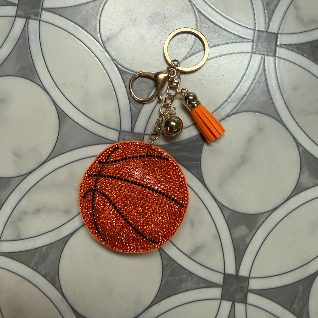 Bedazzled Basketball Keychain