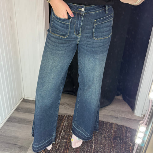 Judy Blue Front Pocket Jeans- Dark Wash