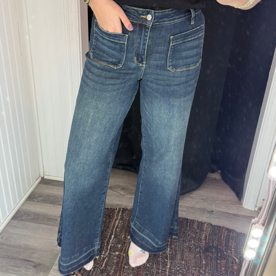 Judy Blue Front Pocket Jeans- Dark Wash