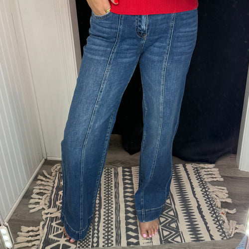 High Rise Trouser Hem Extreme Wide Leg Denim