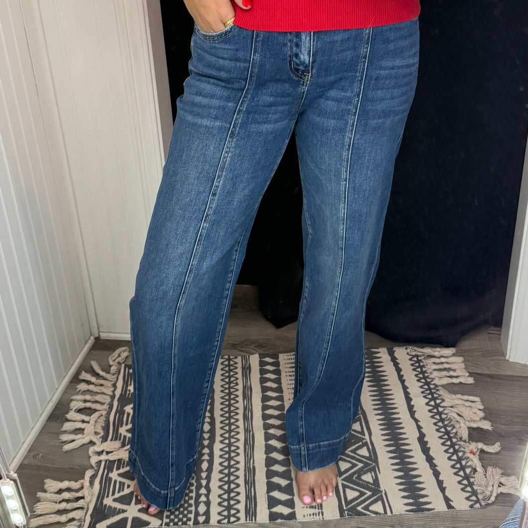 High Rise Trouser Hem Extreme Wide Leg Denim