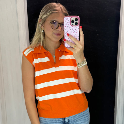 Sassy Stripe Top~Orange