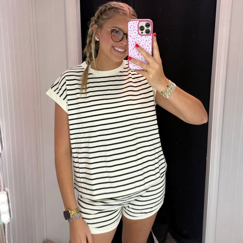Ansley’s Striped Set- Ivory & Black